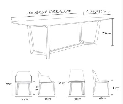 SENBIJU Nordic Marble Tables Modern Minimalist Small Rectangular Wood Dinning Table Chair