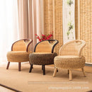 Rattan-made Low Balcony Bench Sofa Straw-made Household Seat Pier Small Round Stool Tatami Chair