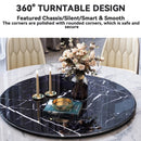 APOLLO Natural Marble Dining Table With Turntable Simple Slate Round Table Dining Table And Chair