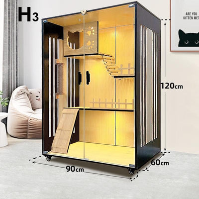 Super Large Cat Villa Cage Luxury Cat House With 3C Glass Door