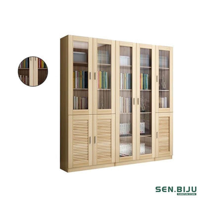 SENBIJU Bookshelf Modern Shelf Living Room Cabinet Glass Door Locker Simple Bookcase Free