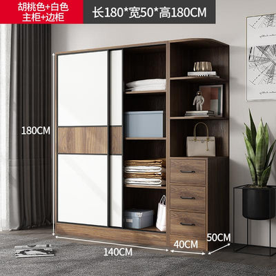 Solid 2021 with Wood Wardrobe Sliding Door Modern Simple Rental House Small Coat Cabinet Family