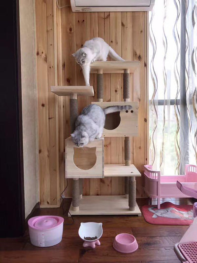 Cat Condo Solid Wood Cat Climbing Frame New Big Cat Nest Shelf Springboard Solid Wood Tangled Hemp