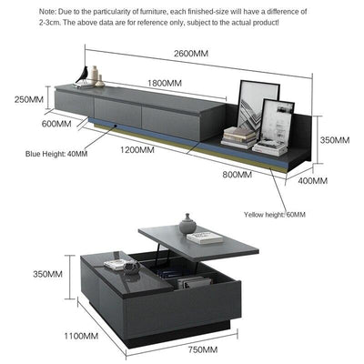 Muyue modern simple tea table TV cabinet combination set Nordic retractable floor cabinet living