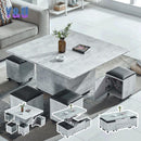 Y&U Foldable Coffee Table Marble Blister Folding Tempered Glass Side Table Household Dining Table