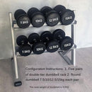 Home Commercial Gym Fitness Equipment Professional Double-decker Dumbbell Rack Hexagonal Round Fixed