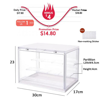 LED Light Acrylic Display Box Popmart Blind Box Display Box Figurine Display Case Magnetic Closure