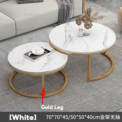 SENBIJU Small Coffee Table Nordic Side Table Round coffee table With Roller