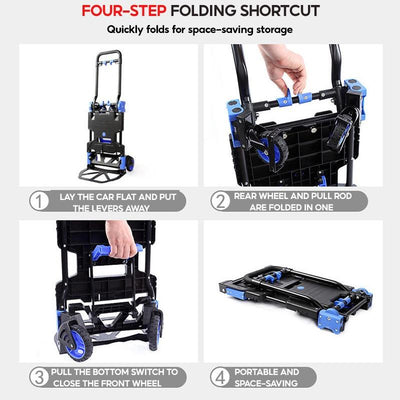 Household Foldable Trolley Big Capacity Multifunction Cart Loading 150kg Platform Trolley Can Adjust