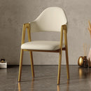 APOLLO Simple Nordic Dining Chair With Golden Legs,Upholstered Dinning Chair With Armrest, Home