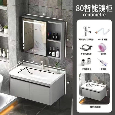 LAL Bathroom Cabinet With Mirror Cabinet Ceramic Basin Bathroom Vanity Cabinet Toilet Luxury Basin