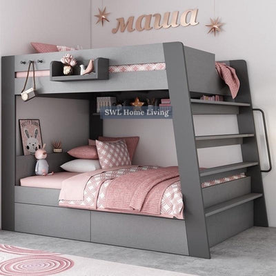 Bed Frame Modern Double Decker Bunk Bed For Kids Adults Queen Bunk Bed With Drawer Mattress Set High