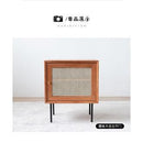 Solid Wood Side Table Japanese-style Bedside Table Rattan Side Cabinet Bedroom And Living Room Star