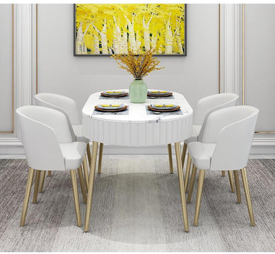 【YUEHUA】Dining table long table with drawers modern luxury table marble table flannel table chair