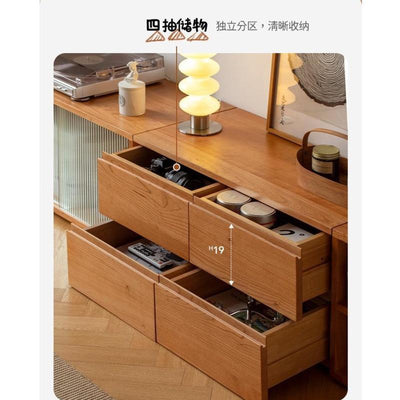 Koala Nordic Solid Wood Module Combination Cabinet, Simple Platform Tv Cabinet, Japanese Cherry Wood