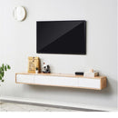 Solid Wood Wall-mounted TV Cabinet Home Living Room Bedroom Ultra-narrow White Minimalist