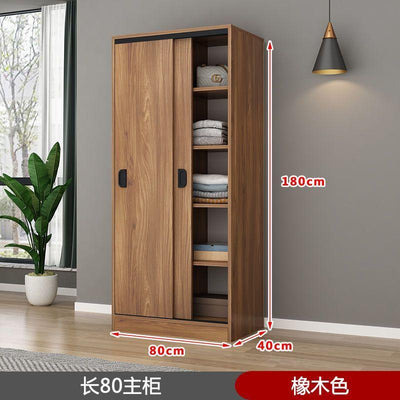 Sliding Door Wardrobe Simple Modern Bedroom Household Storage Children's Solid Wood Panel Locker