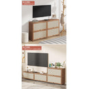 LAL PINA Solid Wood Light Luxury TV Cabinet Rattan Tv Console Breathable Deodorant TV Cabinet Simple