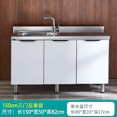 Simple stainless steel economical hearth integrated assembly kitchen cabinet household for renting