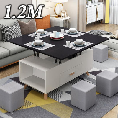 Multifunctional 3 In 1 Dining Table Home Folding Lifting Coffee Table Nordic Dual-purpose Telescopic