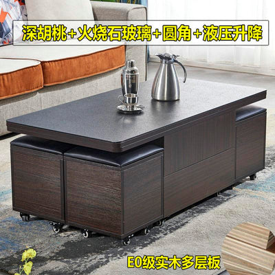 Lifting Modern Simple Small Family Folding Retractable Storage Pyrophyllite Coffee Table Dual