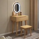 Orange Nordic Solid Wood Dressing Table with Light and Mirror Integrated Modern Simple Small Bedroom