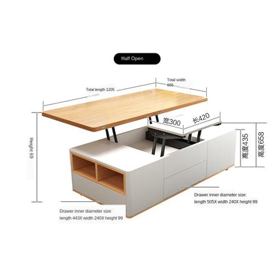 Folding Lift Coffee Table Dining Table Simple Multifunctional Storage Foldable Table With Wheels