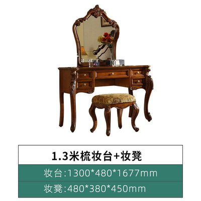 【Ready Stock】American Country Dressing Table Solid Wood Dressing Table with Mirror Bedroom Light