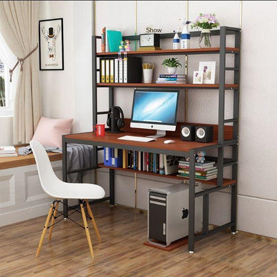 Multifunctional Study Table Laptop Table Home Office Desk with Bookshelf Storage Rack Display Shelf