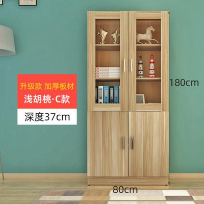 LAL Bookcase Bookshelf Cabinet Combination Office Solid Wood Filing Cabinet With Lock Glass Door