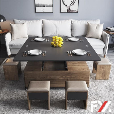 HQ Multifunctional Folding Dining Table With Chair Small Apartment Dining Table Nordic Living Room