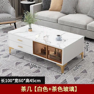 SENBIJU TV Cabinet Nordic Coffee Table Combination Gloss Tempered Glass Living Room Tv Console