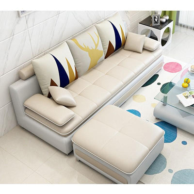 L-shaped 3-4 Seat Sofa With Footrest Living Room Economical Sofa Bed Combo Set Removable And