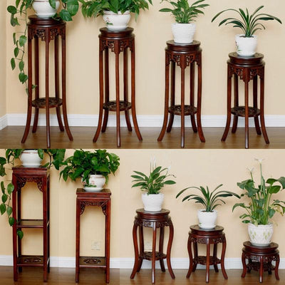 SENBIJU Chinese Stand Solid Wood Living Room Ground Green Rose Spider Flower Pot Bonsai Shelf