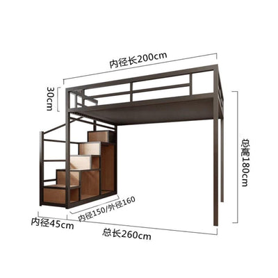 New Iron Single Apartment Small-family Loft Pavilion Bed Simple Save Space Multi-functional Single