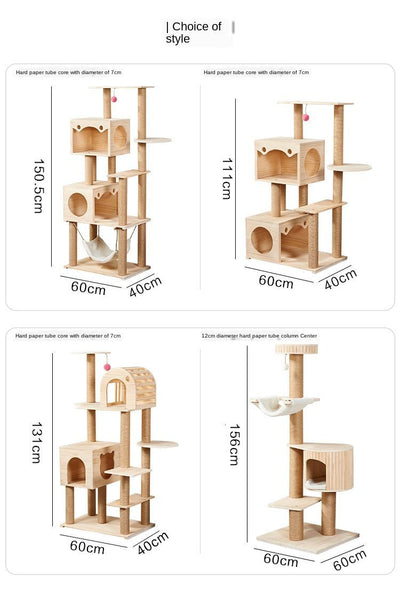 Large and Medium-sized Solid Wood Sisal Climbing Cat's Nest Wooden Four Seasons Universal Scratch