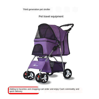 Foldable Pet Stroller Dog Detachable Cart with 4 Wheels