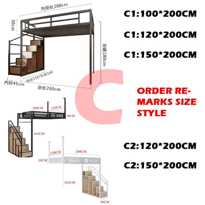 Loft Bed Frame Iron Bed Loft Bed Thickened Reinforced Material Loft Bed Apartment Student Dormitory