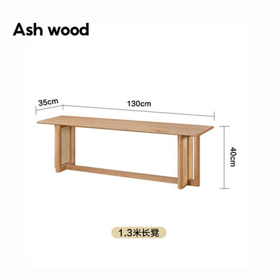 PINA 【Natural Rattan】Japanese Solid Wood Dining Table Bench Household Small Family Rattan Weaving