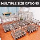 YIPET Ready Stock Dog cage thick stainless steel super large residential foldable movable pet cage