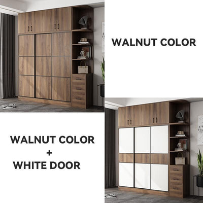 Wardrobe Nordic Bedroom Solid Wood Modern 2021 Simple Push-door Small-family Collection Large