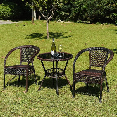 Mingran furniture rattan chair three piece set balcony small table chair tea table chair combination