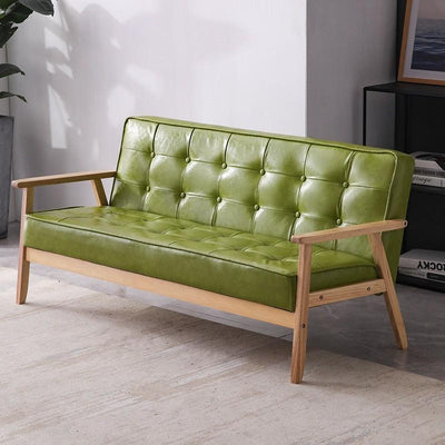 Simple Solid Wood Sofa Leather Sofa For Living Room Small Apartment