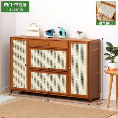 GC Shoe Cabinet Multi-layer Shoes Cabinet Household Solid Wood Shoes Shelf Door Entry Storage