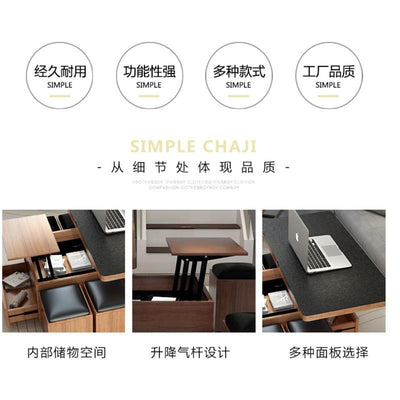 Lifting Modern Simple Small Family Folding Retractable Storage Pyrophyllite Coffee Table Dual