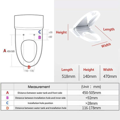 K.T Smart Toilet Seat Intelligent Toliet Lid Cover Instant Water Heating Electronic Heated Bidet