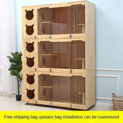 Solid Wood Villa Display Cat House Breeding Foster Cage Pet Cabinet