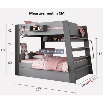 Bed Frame Modern Double Decker Bunk Bed For Kids Adults Queen Bunk Bed With Drawer Mattress Set High