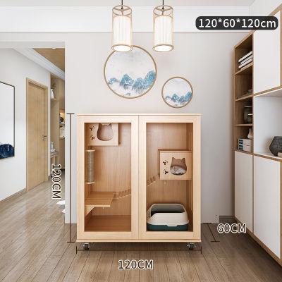 Apartment Solid Wood House Luxury Home Cage Three-layer Super Large Cat Cabinet Villa