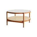 Solid Wood Small Round Table Japanese Style Living Room Rattan Round Glass Coffee Table——japanese